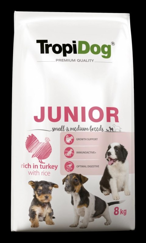Tropidog Premium Junior Small And Medium Breeds Łosoś Z Ryżem 8kg Tropidog Premium Junior Small And Medium Breeds Łosoś Z Ryżem 8kg