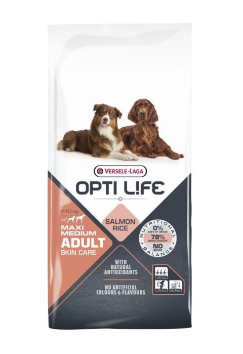 Versele-Laga Opti Life Adult Skin Care Medium&Maxi Z Łososiem 12,5kg Versele-Laga Opti Life Adult Skin Care Medium&Maxi Z Łososiem 12,5kg