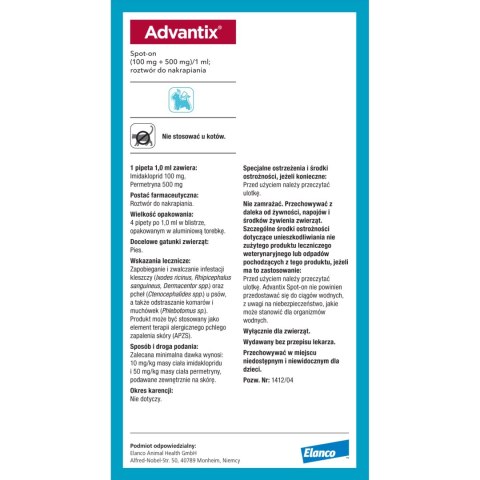 Bayer Advantix Krople Na Kleszcze I Pchły 4x1ml Bayer Advantix Krople Na Kleszcze I Pchły 4x1ml