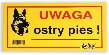 Dingo Metalowa Tabliczka Ostrzegawcza "Uwaga Ostry Pies" Dingo Metalowa Tabliczka Ostrzegawcza "Uwaga Ostry Pies"