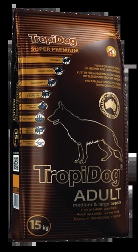 Tropidog Super Premium Adult Medium & Large Breed Jagnięcina Z Ryżem 15kg Tropidog Super Premium Adult Medium & Large Breed Jagnięcina Z Ryżem 15kg