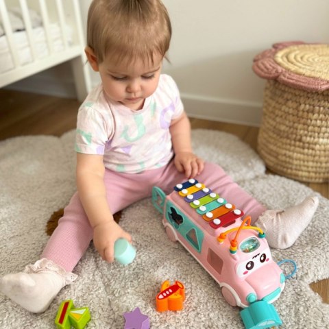 WOOPIE BABY Samochodzik Muzyczny Sorter z Cymbałkami Różowy WOOPIE BABY Samochodzik Muzyczny Sorter z Cymbałkami Różowy