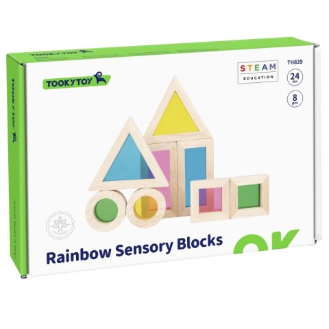 TOOKY TOY Drewniane Kolorowe Klocki Lustra Zestaw 8 el. FSC TOOKY TOY Drewniane Kolorowe Klocki Lustra Zestaw 8 el. FSC