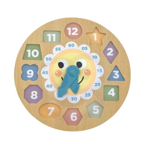 TOOKY TOY Zegar Drewniana Zabawka Edukacyjna Nauka Czasu Kształtów TOOKY TOY Zegar Drewniana Zabawka Edukacyjna Nauka Czasu Kształtów