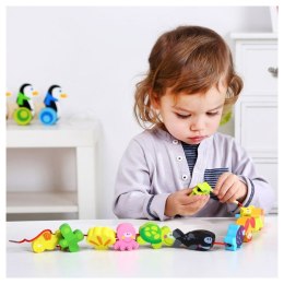 TOOKY TOY Drewniane Koraliki Klocki do Nawlekania Morskie Zwierzęta 13 el.