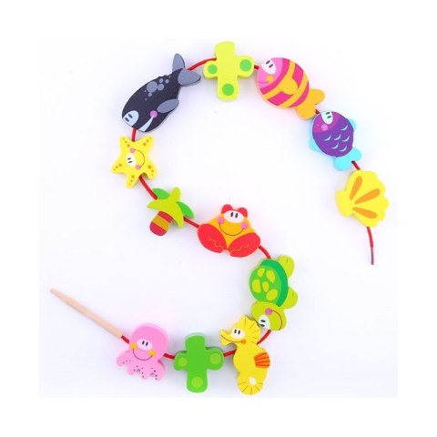 TOOKY TOY Drewniane Koraliki Klocki do Nawlekania Morskie Zwierzęta 13 el. TOOKY TOY Drewniane Koraliki Klocki do Nawlekania Morskie Zwierzęta 13 el.