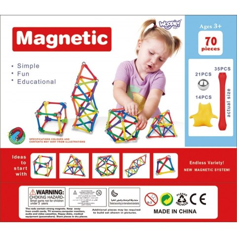 WOOPIE Klocki Magnetyczne Konstrukcyjne Układanka Kreatywna 70 el. WOOPIE Klocki Magnetyczne Konstrukcyjne Układanka Kreatywna 70 el.