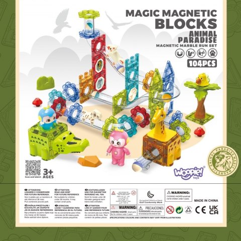WOOPIE Klocki Magnetyczne Tor Kulkowy Zwierzęcy Raj 104 el. WOOPIE Klocki Magnetyczne Tor Kulkowy Zwierzęcy Raj 104 el.