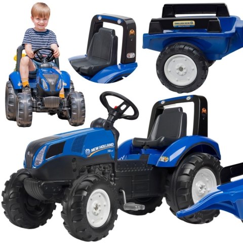 FALK Traktor na Pedały New Holland Duży z Przyczepką od 3 lat FALK Traktor na Pedały New Holland Duży z Przyczepką od 3 lat