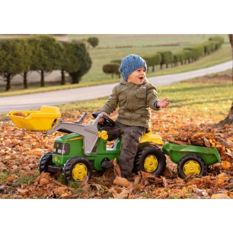 Rolly Toys RollyKid John Deere Traktor na Pedały z Łyżką i Przyczepą - Zielony Rolly Toys RollyKid John Deere Traktor na Pedały z Łyżką i Przyczepą - Zielony