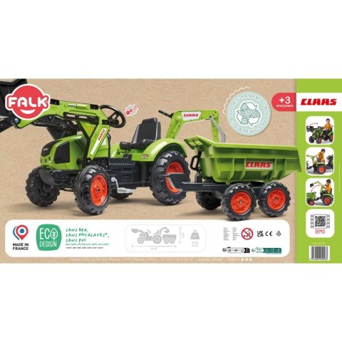 FALK Traktor CLAAS AVEC Zielony na Pedały z Przyczepką od 3 Lat FALK Traktor CLAAS AVEC Zielony na Pedały z Przyczepką od 3 Lat