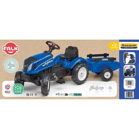 FALK Traktor na Pedały New Holland Duży z Przyczepką + Otwierana Maska od 2 lat FALK Traktor na Pedały New Holland Duży z Przyczepką + Otwierana Maska od 2 lat
