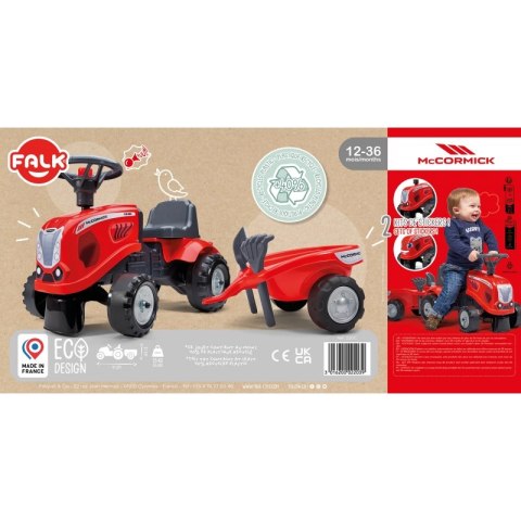 FALK Traktorek Baby Mac Cormick Czerwony z Przyczepką + akc. od 1 roku FALK Traktorek Baby Mac Cormick Czerwony z Przyczepką + akc. od 1 roku