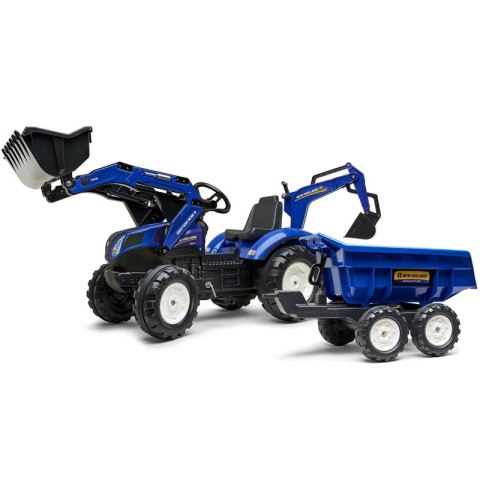 FALK Traktorek New Holland na Pedały Niebieski z Przyczepką od 3 Lat FALK Traktorek New Holland na Pedały Niebieski z Przyczepką od 3 Lat