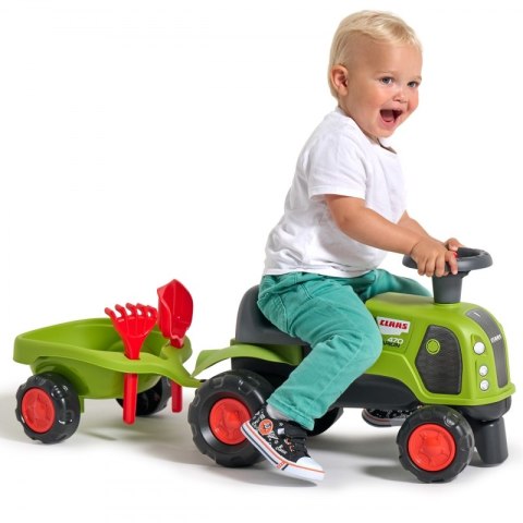 FALK Jeździk Claas 470 Arion Zielony z Przyczepką + Zestaw do piasku FALK Jeździk Claas 470 Arion Zielony z Przyczepką + Zestaw do piasku