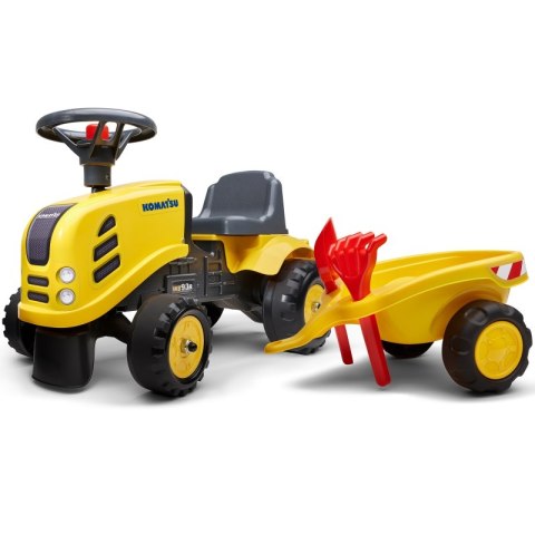FALK Traktorek Baby Komatsu Żółty z Przyczepką + akc. od 1 roku FALK Traktorek Baby Komatsu Żółty z Przyczepką + akc. od 1 roku