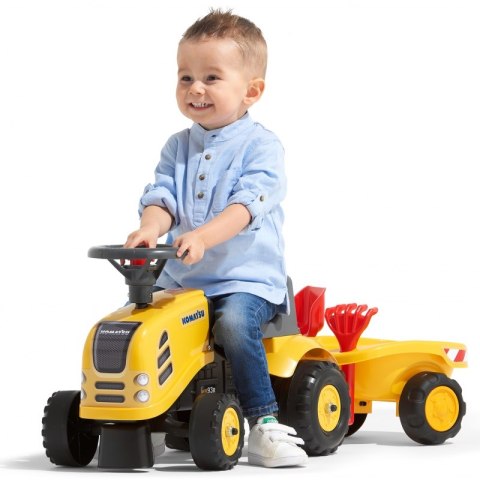 FALK Traktorek Baby Komatsu Żółty z Przyczepką + akc. od 1 roku FALK Traktorek Baby Komatsu Żółty z Przyczepką + akc. od 1 roku