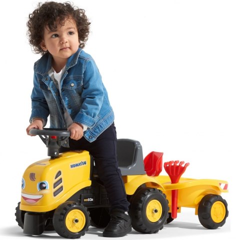 FALK Traktorek Baby Komatsu Żółty z Przyczepką + akc. od 1 roku FALK Traktorek Baby Komatsu Żółty z Przyczepką + akc. od 1 roku