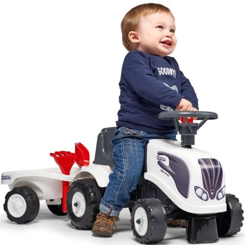 FALK Traktorek Baby Valtra Biały z Przyczepką + akc. od 1 roku FALK Traktorek Baby Valtra Biały z Przyczepką + akc. od 1 roku