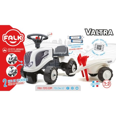 FALK Traktorek Baby Valtra Biały z Przyczepką + akc. od 1 roku FALK Traktorek Baby Valtra Biały z Przyczepką + akc. od 1 roku