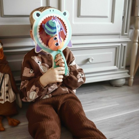Tooky Toy Gra Zręcznościowa dla Dzieci Drewniana Paletka Rekin + 2 Rybki na Rzep do Łapania Tooky Toy Gra Zręcznościowa dla Dzieci Drewniana Paletka Rekin + 2 Rybki na Rzep do Łapania