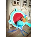 Tooky Toy Gra Zręcznościowa dla Dzieci Drewniana Paletka Rekin + 2 Rybki na Rzep do Łapania Tooky Toy Gra Zręcznościowa dla Dzieci Drewniana Paletka Rekin + 2 Rybki na Rzep do Łapania