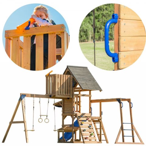 AXI Mitch play tower - Duży Plac Zabaw Drewniany Zjeżdżalnia Hustawki Ścianka Wspinaczkowa + Wieża AXI Mitch play tower - Duży Plac Zabaw Drewniany Zjeżdżalnia Hustawki Ścianka Wspinaczkowa + Wieża