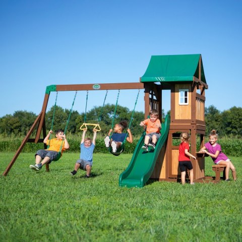 Drewniany Plac Zabaw Lakewood Huśtawki Zjeżdżalnia Domek Backyard Drewniany Plac Zabaw Lakewood Huśtawki Zjeżdżalnia Domek Backyard