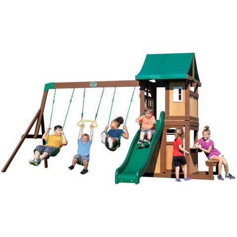 Drewniany Plac Zabaw Lakewood Huśtawki Zjeżdżalnia Domek Backyard Drewniany Plac Zabaw Lakewood Huśtawki Zjeżdżalnia Domek Backyard