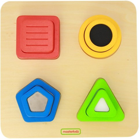 MASTERKIDZ Drewniany Sorter Kształtów Materiałów Faktury Powierzchni Montessori MASTERKIDZ Drewniany Sorter Kształtów Materiałów Faktury Powierzchni Montessori