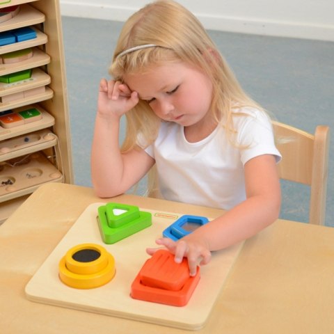 MASTERKIDZ Drewniany Sorter Kształtów Materiałów Faktury Powierzchni Montessori MASTERKIDZ Drewniany Sorter Kształtów Materiałów Faktury Powierzchni Montessori