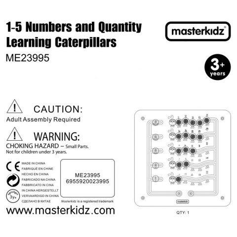 MASTERKIDZ Kolorowe Gąsieniczki Nauka Liczb i Ilości - Tablica Ścienna Edukacyjna Montessori MASTERKIDZ Kolorowe Gąsieniczki Nauka Liczb i Ilości - Tablica Ścienna Edukacyjna Montessori