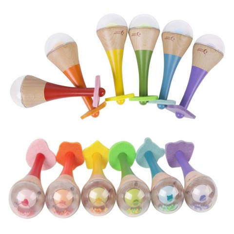 CLASSIC WORLD Grzechotka 2w1 Drewniany Instrument Tęczowy Marakas 1 szt. CLASSIC WORLD Grzechotka 2w1 Drewniany Instrument Tęczowy Marakas 1 szt.