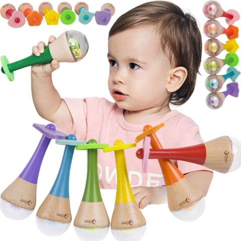 CLASSIC WORLD Grzechotka 2w1 Drewniany Instrument Tęczowy Marakas 1 szt. CLASSIC WORLD Grzechotka 2w1 Drewniany Instrument Tęczowy Marakas 1 szt.