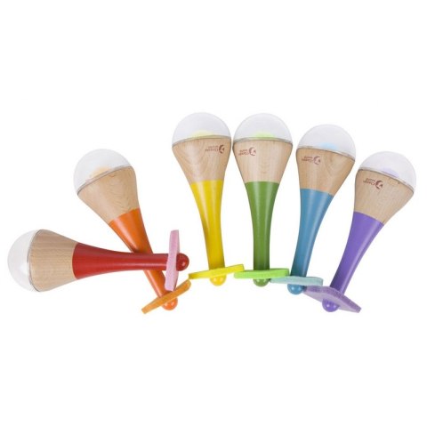 CLASSIC WORLD Grzechotka 2w1 Drewniany Instrument Tęczowy Marakas 1 szt. CLASSIC WORLD Grzechotka 2w1 Drewniany Instrument Tęczowy Marakas 1 szt.