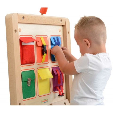 MASTERKIDZ Drewniana Tablica Manipulacyjna Ścienna Flex Kolorowe Kieszonki Klamry i Rzepy MASTERKIDZ Drewniana Tablica Manipulacyjna Ścienna Flex Kolorowe Kieszonki Klamry i Rzepy