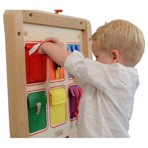 MASTERKIDZ Drewniana Tablica Manipulacyjna Ścienna Flex Kolorowe Kieszonki Klamry i Rzepy MASTERKIDZ Drewniana Tablica Manipulacyjna Ścienna Flex Kolorowe Kieszonki Klamry i Rzepy
