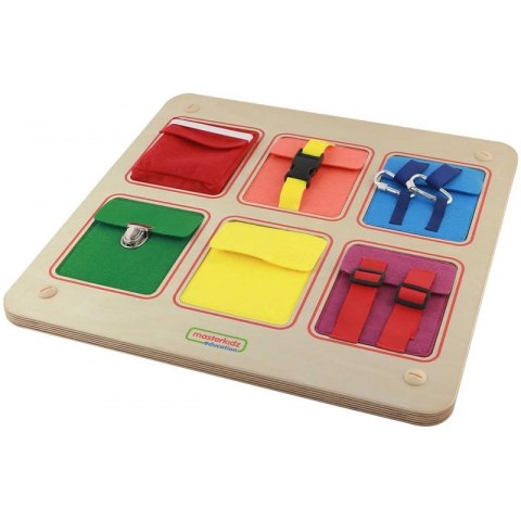 MASTERKIDZ Drewniana Tablica Manipulacyjna Ścienna Flex Kolorowe Kieszonki Klamry i Rzepy MASTERKIDZ Drewniana Tablica Manipulacyjna Ścienna Flex Kolorowe Kieszonki Klamry i Rzepy