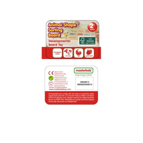 MASTERKIDZ Drewniany Sorter Kształtów Kolorowe Zwierzątka Montessori MASTERKIDZ Drewniany Sorter Kształtów Kolorowe Zwierzątka Montessori