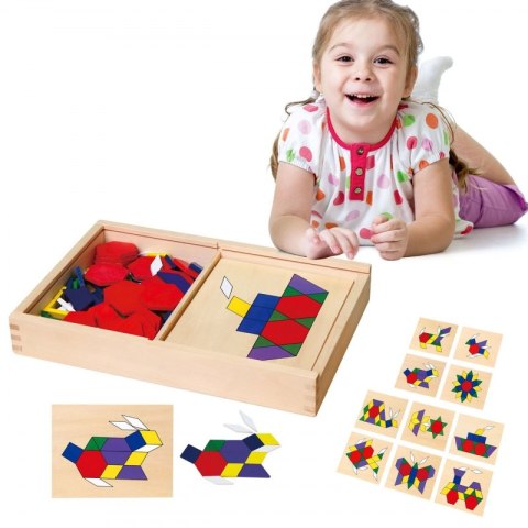 VIGA Drewniana Mozaika Geometryczna Klocki Dienesa Układanka Logiczna Montessori148 el VIGA Drewniana Mozaika Geometryczna Klocki Dienesa Układanka Logiczna Montessori148 el