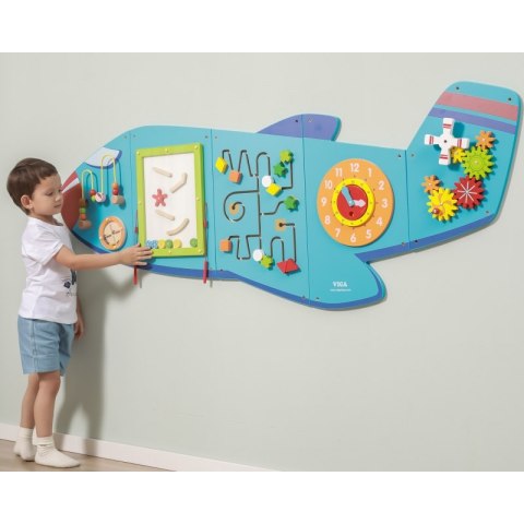 VIGA Drewniana Tablica Sensoryczna Manipulacyjna Samolot Certyfikat FSC Montessori VIGA Drewniana Tablica Sensoryczna Manipulacyjna Samolot Certyfikat FSC Montessori