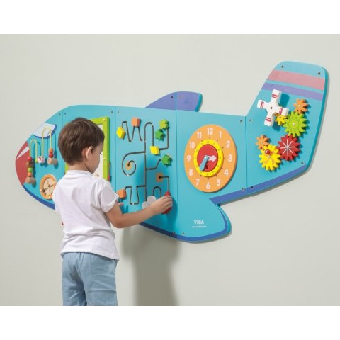 VIGA Drewniana Tablica Sensoryczna Manipulacyjna Samolot Certyfikat FSC Montessori VIGA Drewniana Tablica Sensoryczna Manipulacyjna Samolot Certyfikat FSC Montessori