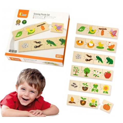 VIGA Drewniane Puzzle Rosnące zwierzątka i rośliny VIGA Drewniane Puzzle Rosnące zwierzątka i rośliny