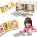 VIGA Puzzle drewniane 12 plansz po 4 puzzle w stojaku VIGA Puzzle drewniane 12 plansz po 4 puzzle w stojaku