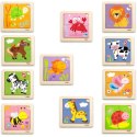 VIGA Puzzle drewniane 12 plansz po 4 puzzle w stojaku VIGA Puzzle drewniane 12 plansz po 4 puzzle w stojaku