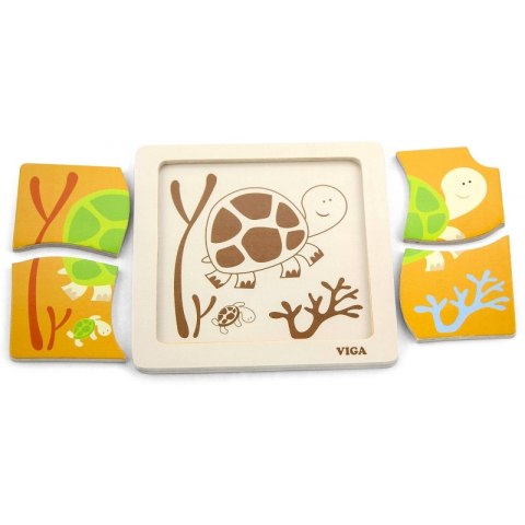 VIGA Puzzle drewniane 12 plansz po 4 puzzle w stojaku VIGA Puzzle drewniane 12 plansz po 4 puzzle w stojaku