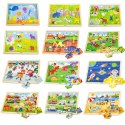 Viga Zestaw Puzzle drewniane 12 układanek po 24 el. na stojaku Viga Zestaw Puzzle drewniane 12 układanek po 24 el. na stojaku