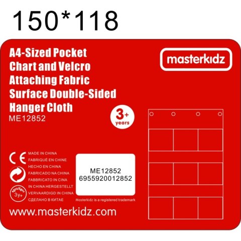 MASTERKIDZ Materiałowy Arkusz Do Wieszania Z Kieszonkami Na Książki i Obrazki Niebieski MASTERKIDZ Materiałowy Arkusz Do Wieszania Z Kieszonkami Na Książki i Obrazki Niebieski