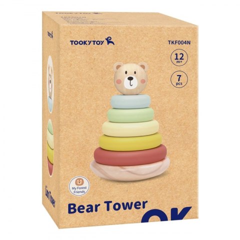 TOOKY TOY Drewniana Układanka Piramidka Miś TOOKY TOY Drewniana Układanka Piramidka Miś