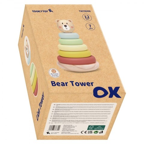 TOOKY TOY Drewniana Układanka Piramidka Miś TOOKY TOY Drewniana Układanka Piramidka Miś